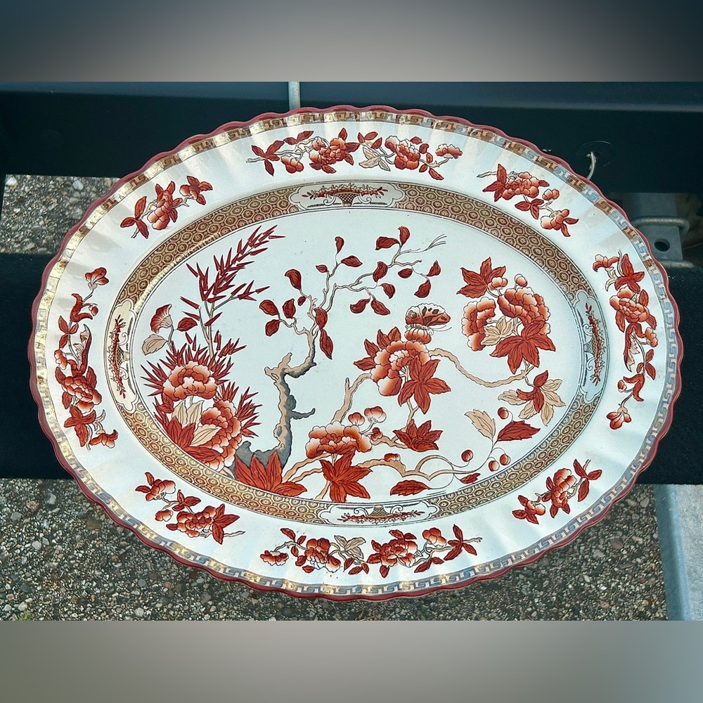 Vintage Discontinued Spode Copeland INDIAN TREE Scalloped Oval Serving Plate